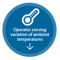 Operates sensing variation of ambient temperatures
